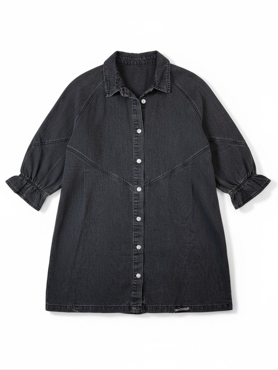 Dresses & Skirts - Edgy Western Black Denim Ruffle Dress Sz XL